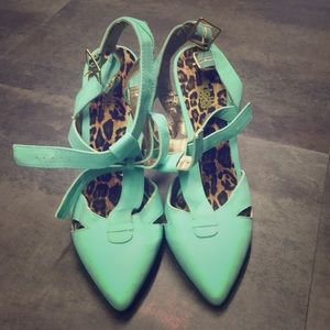 Turquoise high heels